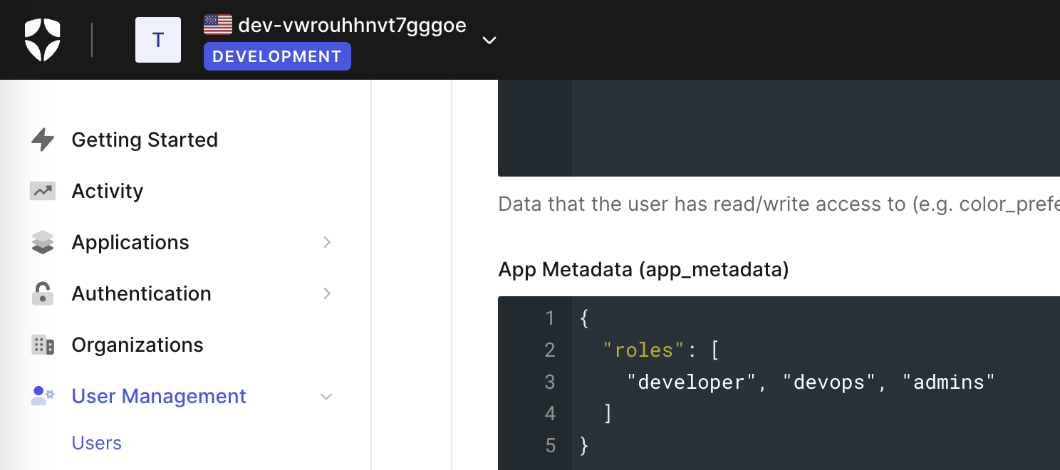 IdP App Metadata